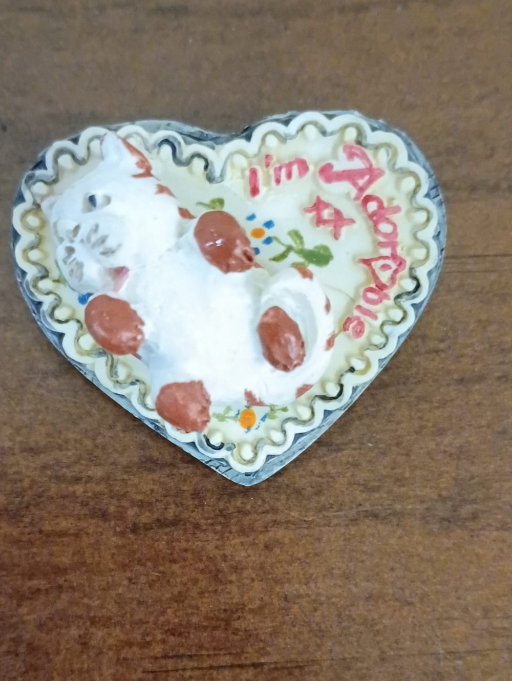 Ceramic "I'm Adorable" Cat Pin - Vintage!